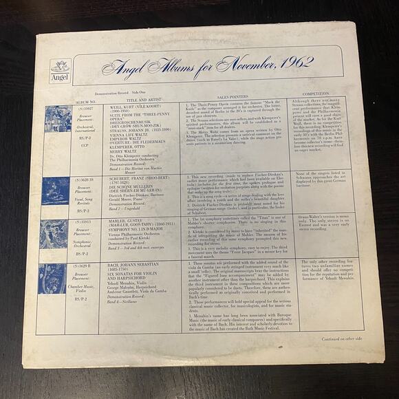 Unbranded Other - A festival of fine music promo angel records various artists November 1962 Vinyl